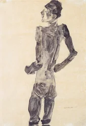 Stehender männlicher Rückenakt